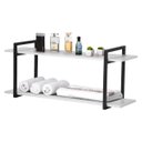 Ver imagem 1 de Nicho Banheiro Preto Com Prateleiras Branco 120cm