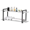 Ver imagem 1 de Nicho Banheiro Preto Com Prateleiras Branco 80cm