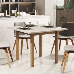 Mesa de Jantar 80x80 até 4 Lugares Pés em Madeira Maciça Reforçada - Offwhite - 1