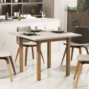 Mesa de Jantar 80x80 até 4 Lugares Pés em Madeira Maciça Reforçada - Offwhite
