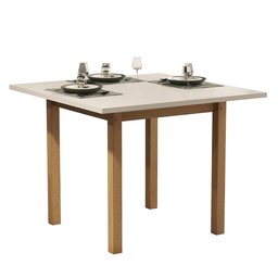 Mesa de Jantar 80x80 até 4 Lugares Pés em Madeira Maciça Reforçada - Offwhite - 2