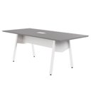 Ver imagem 1 de Mesa de Reunião 200cm para 8 Pessoas com Caixa de Tomadas Industrial Executive Cinza/Sagrado/Branco