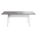 Ver imagem 5 de Mesa de Reunião 200cm para 8 Pessoas com Caixa de Tomadas Industrial Executive Cinza/Sagrado/Branco