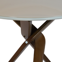 Ver imagem 3 de Mesa Redonda Santorini 90 cm Madeira Maciça Imbuia Tampo MDF com Vidro Off White