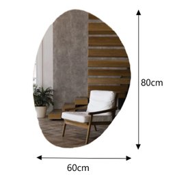 Espelho Orgânico Grande com Led Frio 80x60cm Lapidado Sala - 3