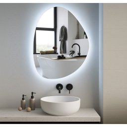 Espelho Orgânico Grande com Led Frio 80x60cm Lapidado Sala - 4