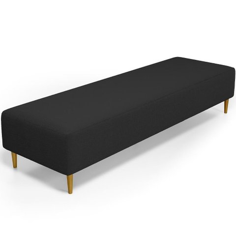 Puff Decorativo Bali W01 Pés Palito 210x60cm Bouclê Preto - Lyam Decor