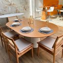 Ver imagem 4 de Mesa de Jantar Cone Oval Oblongo 120x80 Cm Base Laqueado Tampo Freijó