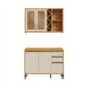 Ver imagem 3 de Cozinha Modulada Compacta 2 Peças 4 Portas e 3 Gavetas 100% MDF 120cm Barbados Espresso Móveis Bege/Amêndoa/Off-White
