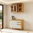 Ver imagem 1 de Cozinha Modulada Compacta 2 Peças 4 Portas e 3 Gavetas 100% MDF 120cm Barbados Espresso Móveis Bege/Amêndoa/Off-White