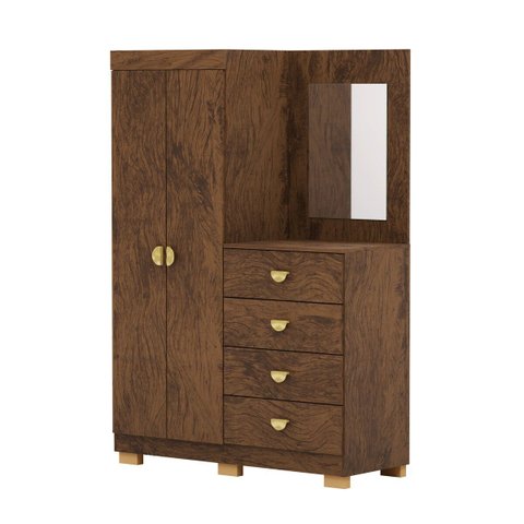 Cômoda Guarda-roupa Cristal 2 Portas 4 Gavetas - Aurum:imbuia