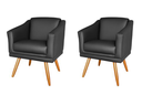 Ver imagem 1 de Kit 2 Poltronas Decorativa San Diego Sala Recepção Corino Preto