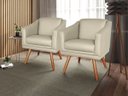Ver imagem 1 de Kit 2 Poltronas Decorativa San Diego Sala Recepção Corino Bege