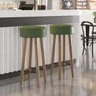 Conjunto com 2 Banquetas Redondas 4 Pés Verde - 4