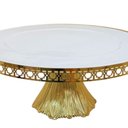 Ver imagem 3 de Centro de Mesa Branco com Dourado Prato pra Bolo Mesa Posta 17x37cm