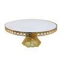 Ver imagem 1 de Centro de Mesa Branco com Dourado Prato pra Bolo Mesa Posta 17x37cm