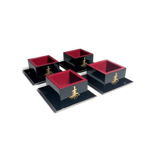 Kit com 4 Copos Sake Massu Saque Ideograma Japonês 150Ml