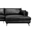 Ver imagem 2 de Sofá Vena 2 Lugares + Chaise Fixo Couro Preto 384cm - 69852