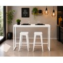 Ver imagem 2 de Mesa Jantar Aparador Bancada Alta Industrial 140x70cm Tampo Branco Pés Branco