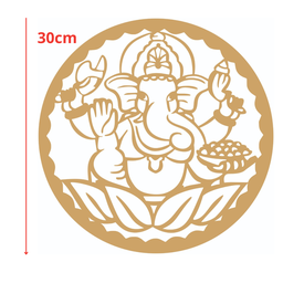 Mandala Ganesha - Mdf - Cru - Quadro Adesivo - 30cm - 2
