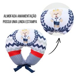 Almofada Amamentação Estampada Bebê Menino com Enchimento e Zíper - Urso Rei - 9