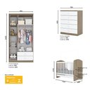 Ver imagem 2 de Quarto de Bebê com Guarda Roupa 3 Portas Cômoda e Berço Flocos Casa 812