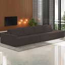 Ver imagem 2 de Sofá Ilha Modular com Puff para Sala Living 392cm Georgia K04 Veludo Marrom - Mpozenato