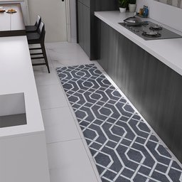 Tapete Passadeira Antiderrapante 1,30 x 0,45 Damasco Cinza - 1