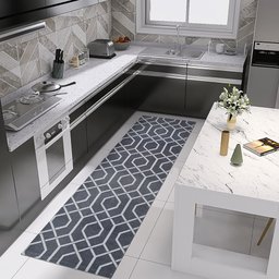 Tapete Passadeira Antiderrapante 1,30 x 0,45 Damasco Cinza - 2