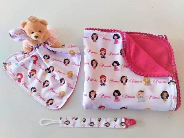 Manta Baby, Enxoval, Saída Maternidade, Chá de Bebe, Presente para Bebe, Manta Princess - 1