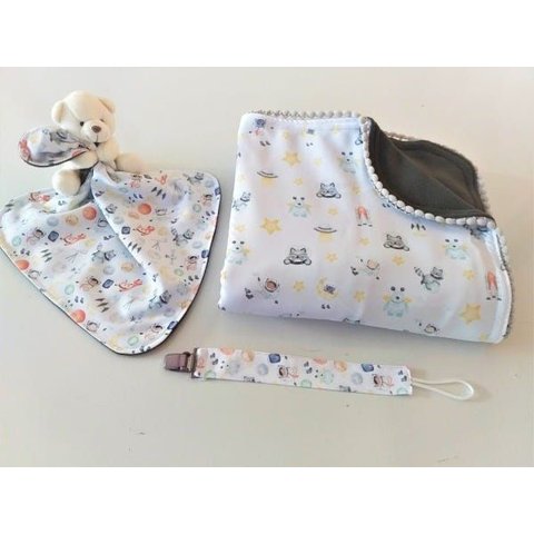 Manta Baby, Enxoval, Saída Maternidade, Chá de Bebe, Naninha, Prendedor Chupeta