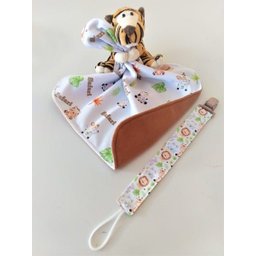 Manta Baby, Enxoval, Saída Maternidade, Chá de Bebe, Naninha, Prendedor Chupeta, Safari - 4