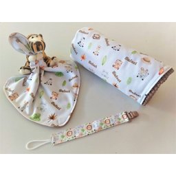 Manta Baby, Enxoval, Saída Maternidade, Chá de Bebe, Naninha, Prendedor Chupeta, Safari - 3