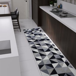 Tapete Passadeira Antiderrapante 1,30x0,45 Mosaico Preto - 2