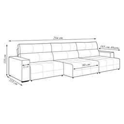 Sofá Retrátil 4 Lugares 284cm 3 Módulos Nero com USB Couro Manchado Claro G52 - Gran Belo - 3
