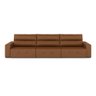 Sofá Retrátil 4 Lugares 284cm 3 Módulos Nero com USB Couro Manchado Claro G52 - Gran Belo - 6