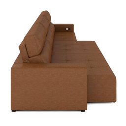 Sofá Retrátil 4 Lugares 284cm 3 Módulos Nero com USB Couro Manchado Claro G52 - Gran Belo - 7