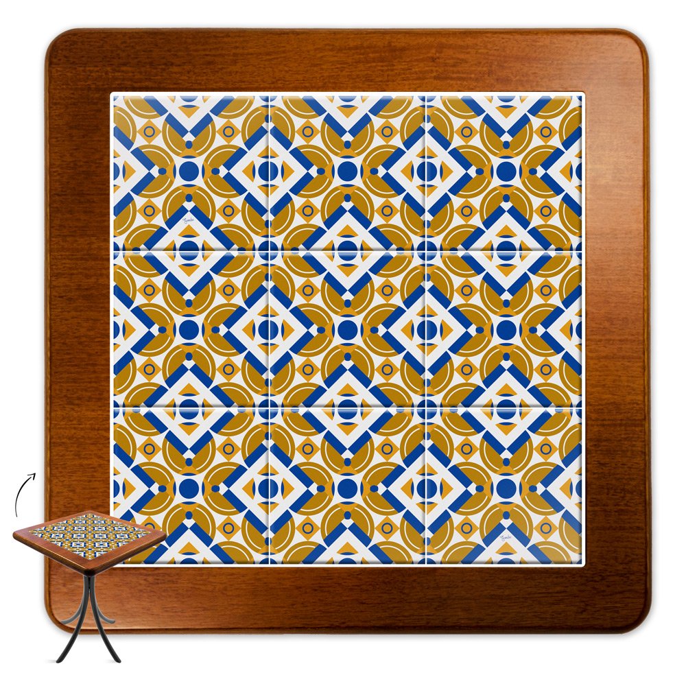 Mesa Madeira Azulejo 60x60cm - Bistrô Fixa 78cm - Natural - Anos Dourados - 2