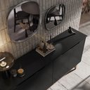 Ver imagem 2 de Buffet Aparador Preto / Freijó para Sala de Jantar 4 Portas Pés em Madeira Maciça