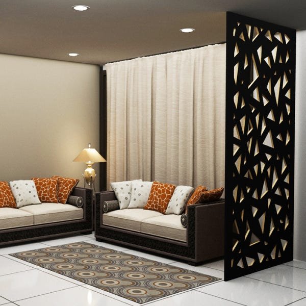 Painel Vazado Divisória Mdf Santorini Preto - 0,60x2,60m