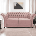 Ver imagem 1 de Sofá Recamier Divã Chesterfield 200cm Sofia Suede Rose Capitonê- Mabe Magazine