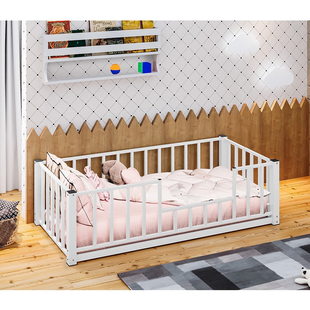 Cama de Criança Infantil Montessoriana em Aço com Proteção Lateral ...