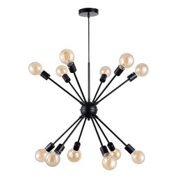 Lustre Pendente Sputnik Preto para 12 Lâmpadas Moderno Luxo Inl70 - 2