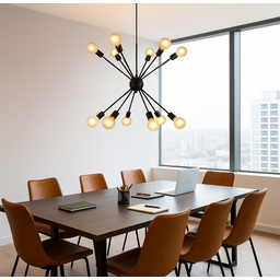 Lustre Pendente Sputnik Preto para 12 Lâmpadas Moderno Luxo Inl70 - 2