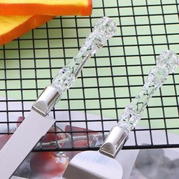 Kit Faca e Espátula para Bolo em Acrílico e Aço Inox - 2