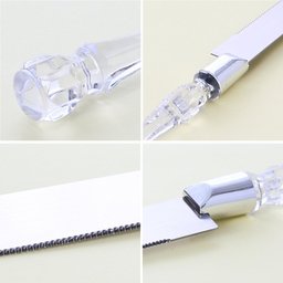 Kit Faca e Espátula para Bolo em Acrílico e Aço Inox - 3