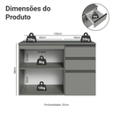 Ver imagem 4 de Gabinete Suspenso para Banheiro 100cm 1 Porta 3 Gavetas Cinza Nice Madesa 03