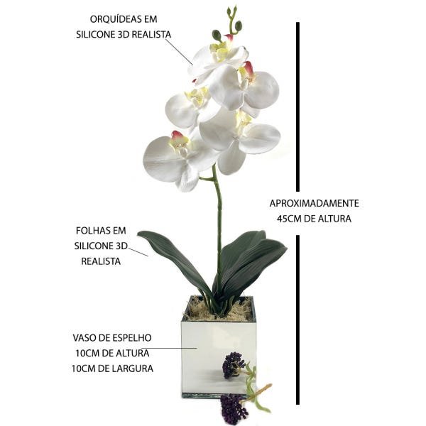Arranjo Completo Orquídeas Artificiais Silicone 3d - 3