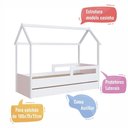 Ver imagem 2 de Cama Infantil Montessoriana Casinha com Cama Auxiliar Ccm020 Infanto Branco Rosa Completa Móveis