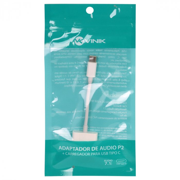 ADAPTADOR FONE DE OUVIDO CELULAR AUDIO P2 3.5MM + CARREGADOR PARA USB TIPO C - ADPATC7.1 - 4